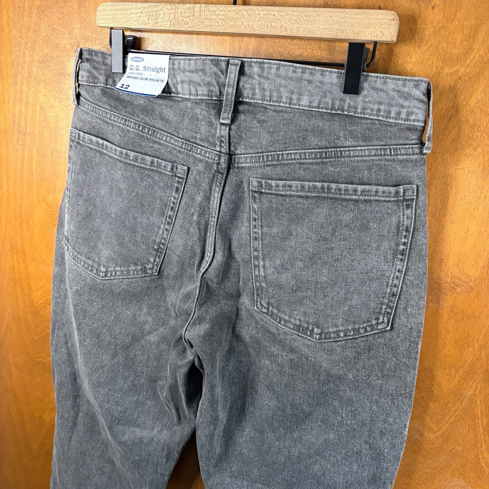 Old Navy Gray OG Straight Leg High Rise Jeans NWT Size 12 Button Fly Y2K Grunge - Picture 7 of 15